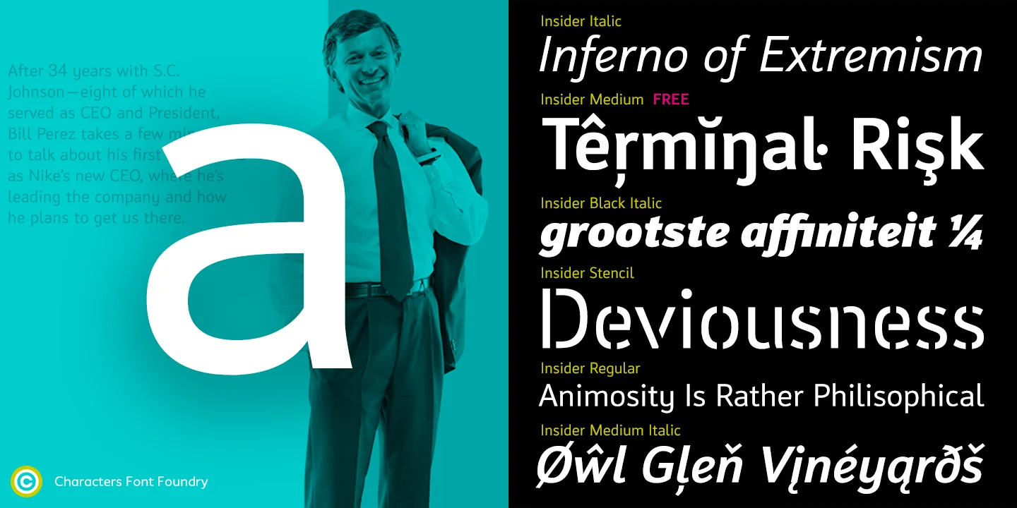 Gratis font Insider Pro expertises - Rene Verkaart)